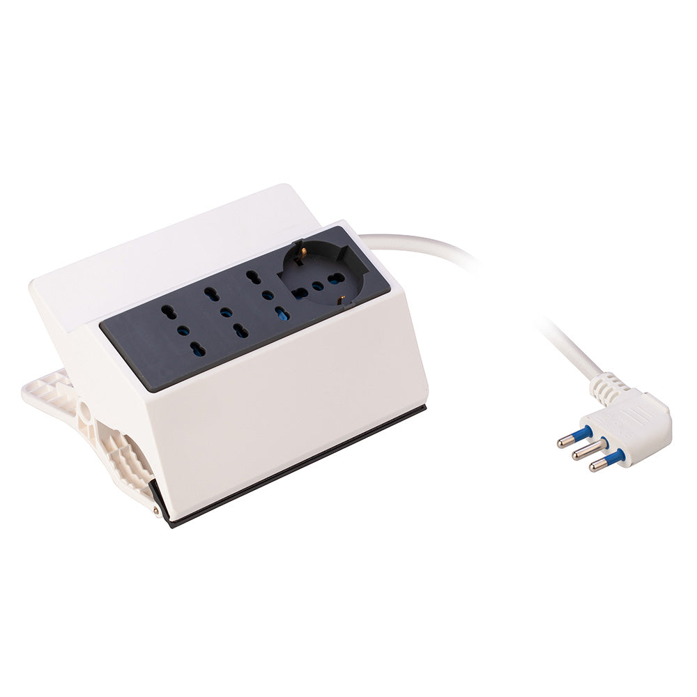 Multipresa 4 Prese Bivalenti + Schuko Polypool con Interruttore Multipresa 4 Prese Bivalenti + Schuko Polypool con Interruttore